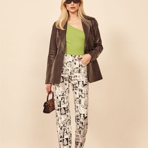 Reformation Newsprint High Rise Straight Long Jeans, Size 27